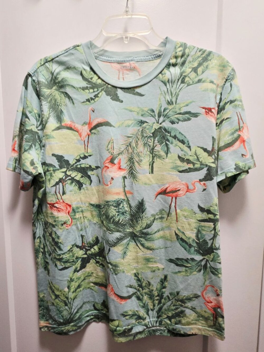OLD NAVY Women's Tropical Print Short Sleeves Tee Shirt - Green/Pink - Medium - Picture 10 of 11